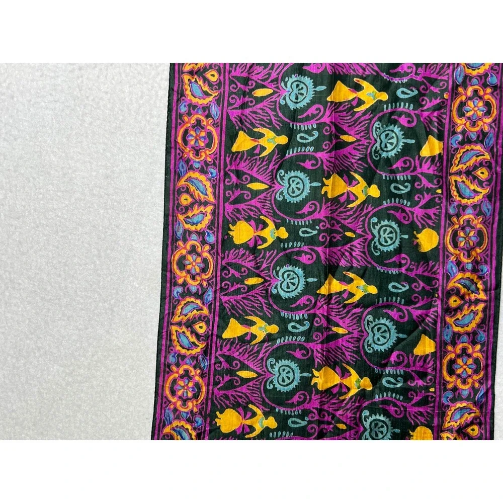 Unbranded Womens Scarf Psychedelic Fish Floral OS Green Magenta Boho Rectangular